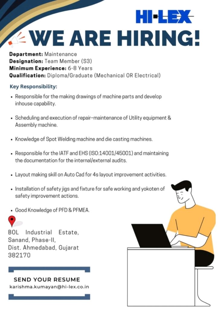 HI-LEX Mechanical and Electrical Jobs in Sanand Ahmedabad