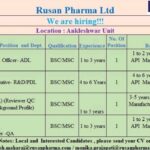 Rusan Pharma Ltd Jobs in Ankleshwar