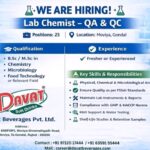 Urgent Hiring for Lab Chemist at Davat Beverages Pvt. Ltd., Gondal