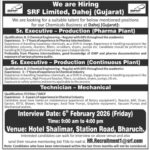 SRF Limited Hiring for Production & Mechanical Roles – Dahej, Gujarat