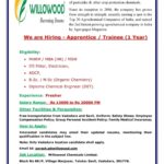 Willowood India Hiring Apprentice / Trainee (1 Year) – Freshers | Vadodara