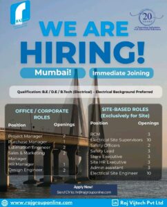 Raj Group (Raj Vijtech Pvt Ltd) Hiring 2026 | Multiple Office & Site Roles in Mumbai | Immediate Joining
