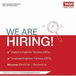 Yash Highvoltage Hiring Diploma Engineer Trainees (DET) & Graduate Engineer Trainees (GET) | Electrical & Mechanical Streams
