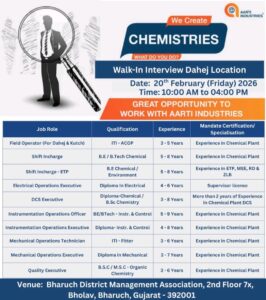 Walk-In Interview at Aarti Industries Limited – Dahej | 20th February 2026