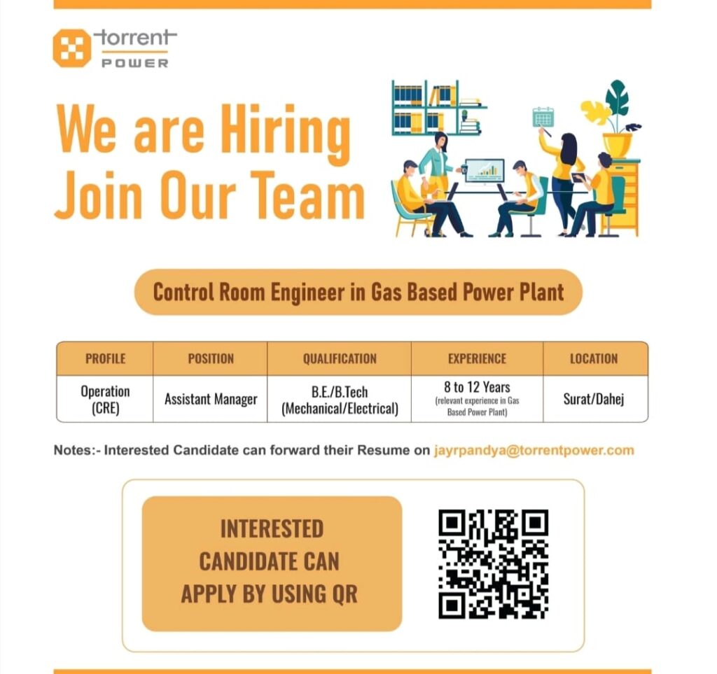 Torrent Power Hiring 2026 | Control Room Engineer (Gas Based Power Plant) | Surat / Dahej