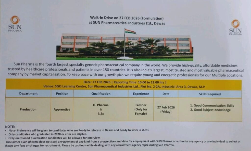 Walk-In Drive at Sun Pharmaceutical Industries Ltd. – Dewas (Formulation Unit)