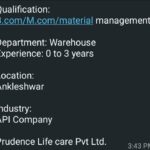 Multiple Job Openings at Prudence Life Care Pvt. Ltd. – Ankleshwar