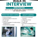 Walk-In Interview at Bharat Parenterals Limited – Production & Quality Control | 24th & 25th February 2026