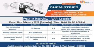 Walk-In Interview at Vapi – Electrical & Instrumentation Roles | Aarti Industries Limited | 28 Feb 2026