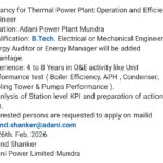 Vacancy for Thermal Power Plant Operation & Efficiency Engineer | Adani Power Limited – Mundra | Apply by 26 Feb 2026