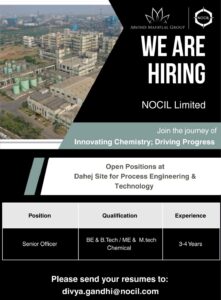 Senior Officer – Process Engineering & Technology | NOCIL Limited Hiring
