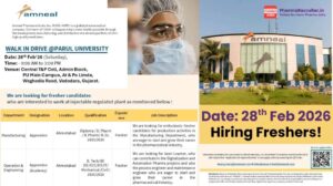Amneal Pharmaceuticals Walk-in Drive 2026 for Freshers | Apprenticeship Opportunities in Manufacturing & Engineering