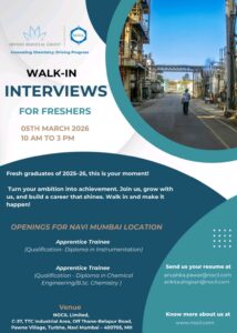 Walk-in Interview for Freshers – Apprentice Trainee | NOCIL Limited | Navi Mumbai | 5th March 2026