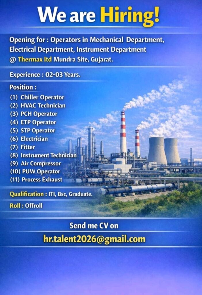 Hiring Operators & Technicians – Mechanical, Electrical & Instrumentation | Thermax Ltd | Mundra, Gujarat