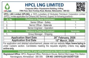 Multiple Job Openings at HPCL LNG Limited – Senior Officer & Senior Engineer Positions | Chhara LNG Terminal, Gujarat