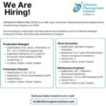 Multiple Job Openings at Infinium Pharmachem Limited – Production Manager, Production Chemist, Store Executive & Maintenance Engineer | Sojitra, Anand