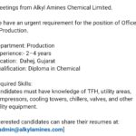 Urgent Hiring – Officer Production at Alkyl Amines Chemical Limited | Dahej, Gujarat