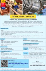 Walk-In Interview at L&T Energy – CarbonLite Solutions | Multiple Engineering & Manufacturing Roles | 13th March 2026 | Hazira, Surat