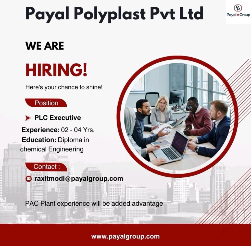 PLC Executive Job Opening at Payal Polyplast Pvt Ltd | Apply Now